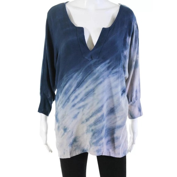 Hard Tail Tops - Hard Tail Tie Dye Print 3/4 Sleeve Blouse